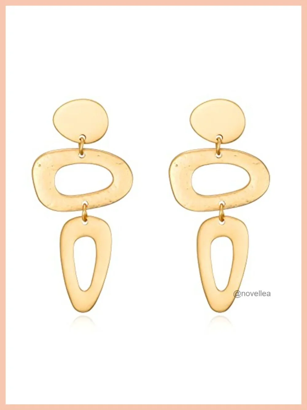 Matte Gold Geometric Dangle Earrings Women Drop Statement